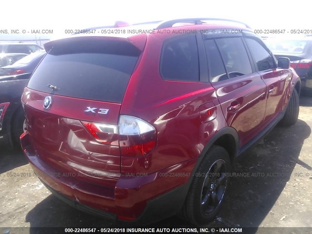 WBXPC934X7WF06909 - 2007 BMW X3 3.0SI RED photo 4