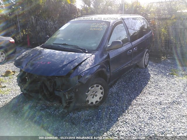 2C4GP44302R755678 - 2002 CHRYSLER TOWN & COUNTRY LX BLUE photo 2