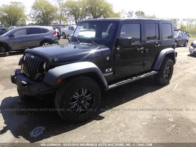 1J4GA39168L527070 - 2008 JEEP WRANGLER UNLIMITE X BLACK photo 2