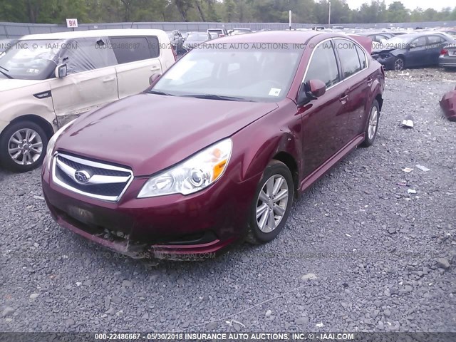 4S3BMCC61B3255871 - 2011 SUBARU LEGACY 2.5I PREMIUM RED photo 2