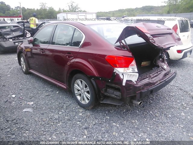 4S3BMCC61B3255871 - 2011 SUBARU LEGACY 2.5I PREMIUM RED photo 3