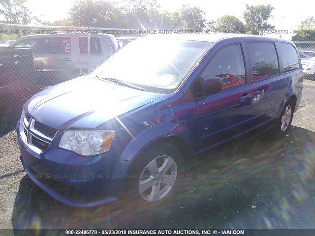 2C4RDGBG6DR695790 - 2013 DODGE GRAND CARAVAN SE BLUE photo 2