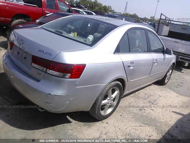 5NPEU46F76H004779 - 2006 HYUNDAI SONATA GLS/LX SILVER photo 4