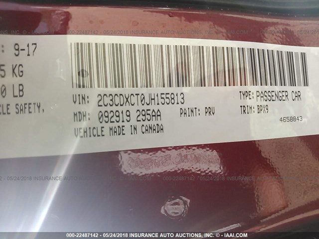 2C3CDXCT0JH155813 - 2018 DODGE CHARGER R/T RED photo 9