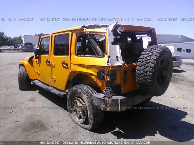 1C4BJWEG4CL163042 - 2012 JEEP WRANGLER UNLIMITE SAHARA YELLOW photo 3