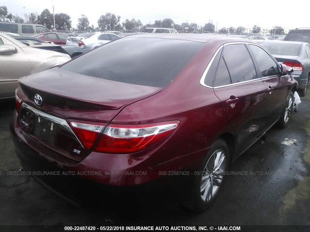 4T1BF1FK3GU572300 - 2016 TOYOTA CAMRY LE/XLE/SE/XSE RED photo 4