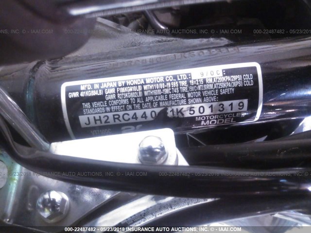 JH2RC44091K501319 - 2001 HONDA VT750 DC GRAY photo 9