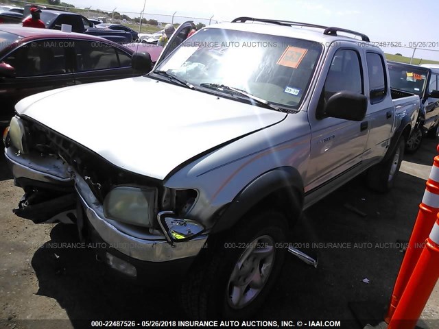 5TEHN72N74Z369675 - 2004 TOYOTA TACOMA DOUBLE CAB ვერცხლისფერი ფოტო 2
