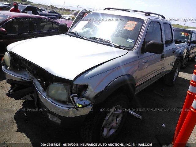 5TEHN72N74Z369675 - 2004 TOYOTA TACOMA DOUBLE CAB SILVER photo 2