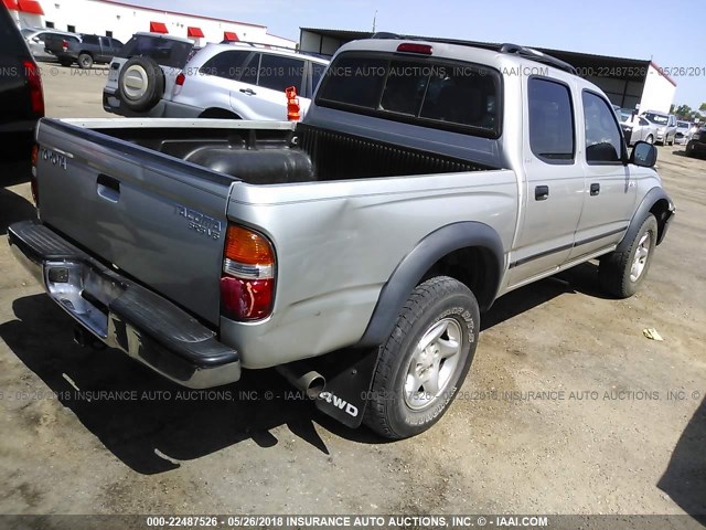 5TEHN72N74Z369675 - 2004 TOYOTA TACOMA DOUBLE CAB SILVER photo 4