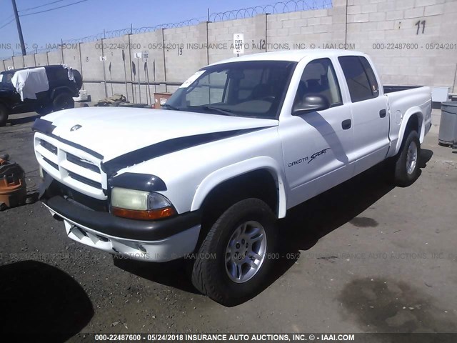 1B7HG2AN71S340465 - 2001 DODGE DAKOTA QUAD WHITE photo 2