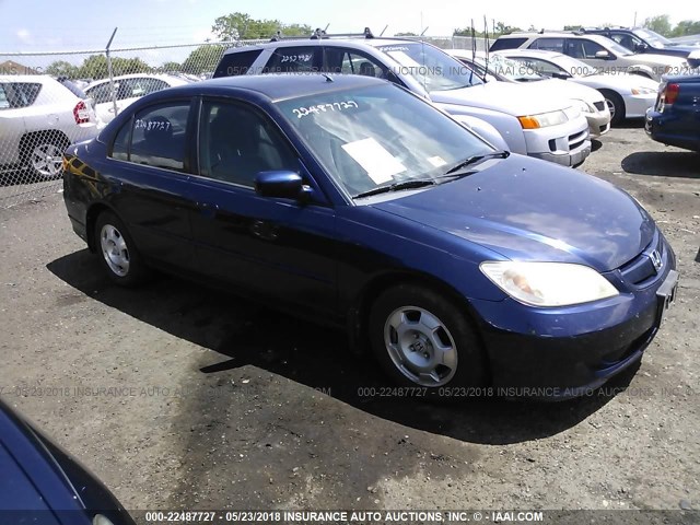 JHMES96665S018917 - 2005 HONDA CIVIC HYBRID BLUE photo 1