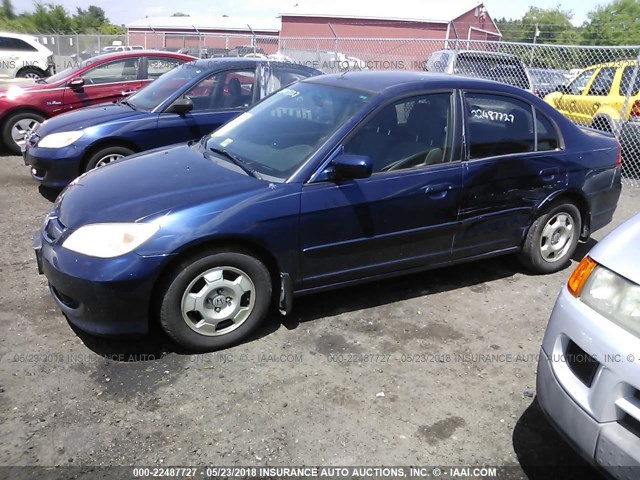 JHMES96665S018917 - 2005 HONDA CIVIC HYBRID BLUE photo 2