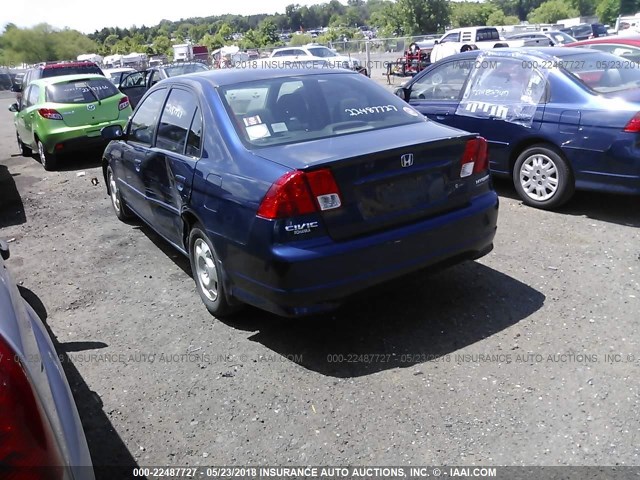 JHMES96665S018917 - 2005 HONDA CIVIC HYBRID BLUE photo 3