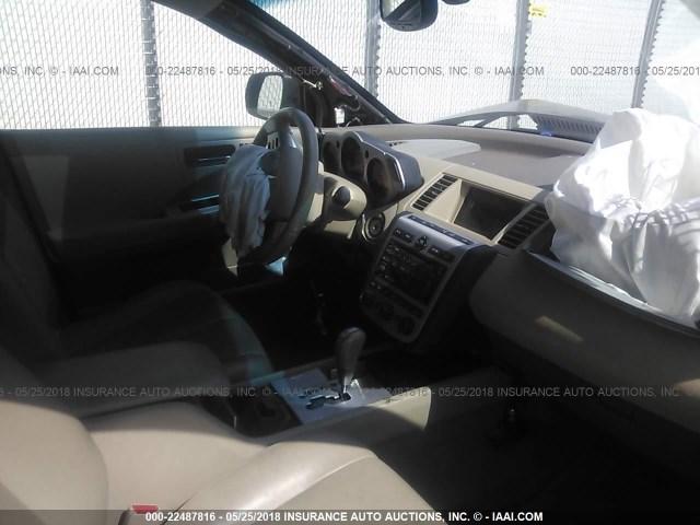 JN8AZ08W74W336531 - 2004 NISSAN MURANO SL/SE BLACK photo 5