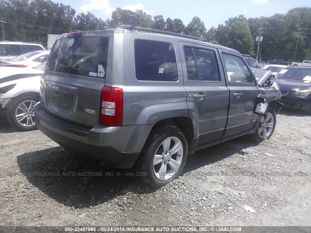 1C4NJPFB9CD666789 - 2012 JEEP PATRIOT LATITUDE GRAY photo 4