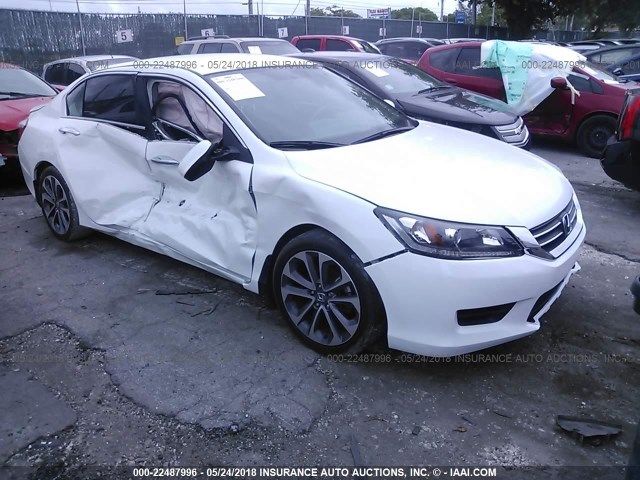 1HGCR2F54FA050308 - 2015 HONDA ACCORD SPORT WHITE photo 1