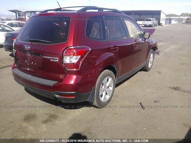 JF2SJADC0FH568180 - 2015 SUBARU FORESTER 2.5I PREMIUM RED photo 4