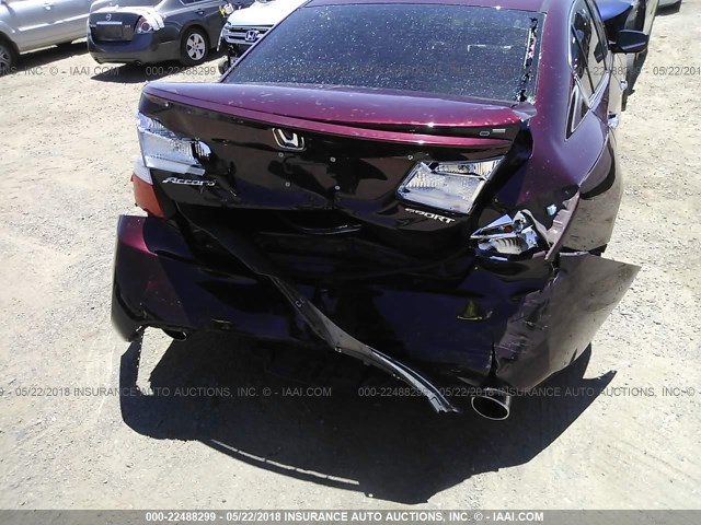 1HGCR2F50EA059733 - 2014 HONDA ACCORD SPORT BURGUNDY photo 6