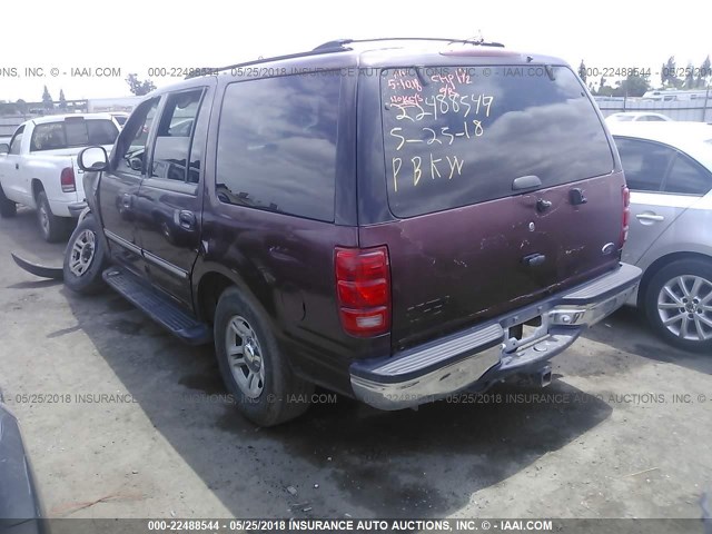 1FMRU15W91LB19403 - 2001 FORD EXPEDITION XLT 紫色 照片 3