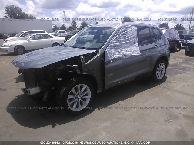 5UXWX9C52D0A24499 - 2013 BMW X3 XDRIVE28I GRAY photo 2