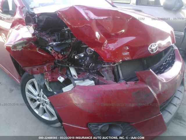 2T1KU4EE7AC379529 - 2010 TOYOTA COROLLA MATRIX  RED photo 6