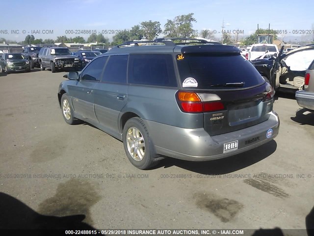 4S3BH686417628634 - 2001 SUBARU LEGACY OUTBACK LIMITED GREEN photo 3