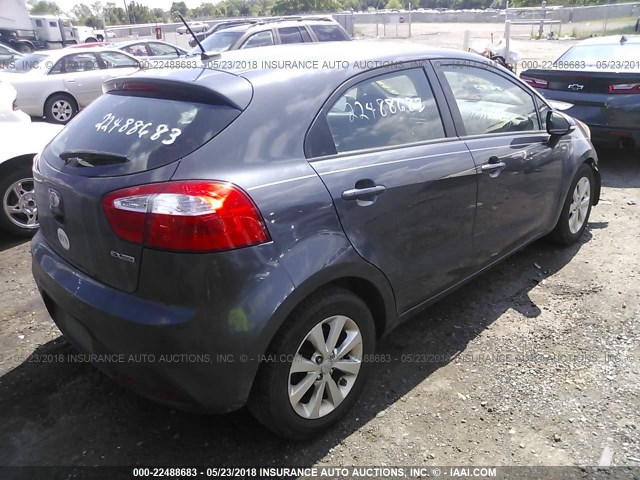 KNADN5A35D6113175 - 2013 KIA RIO EX/SX GRAY photo 4