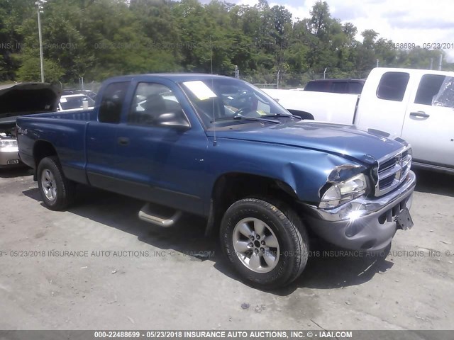 1D7HG42K84S707061 - 2004 DODGE DAKOTA SLT BLUE photo 1