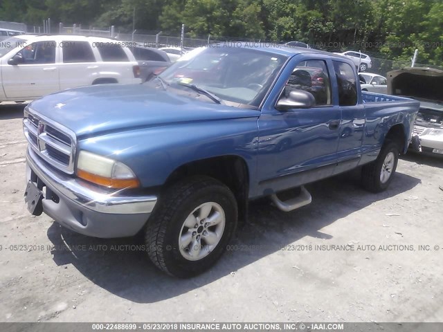 1D7HG42K84S707061 - 2004 DODGE DAKOTA SLT BLUE photo 2