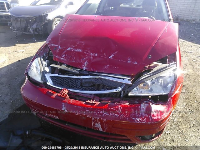 1FAFP31N56W160114 - 2006 FORD FOCUS ZX3 RED photo 6