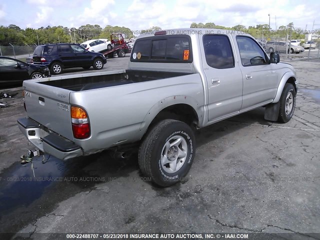 5TEGN92N93Z279210 - 2003 TOYOTA TACOMA DOUBLE CAB PRERUNNER SILVER photo 4