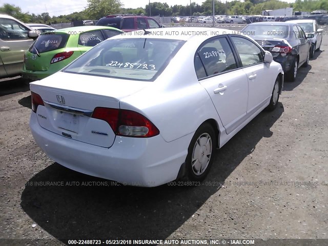 JHMFA36219S010120 - 2009 HONDA CIVIC HYBRID WHITE photo 4