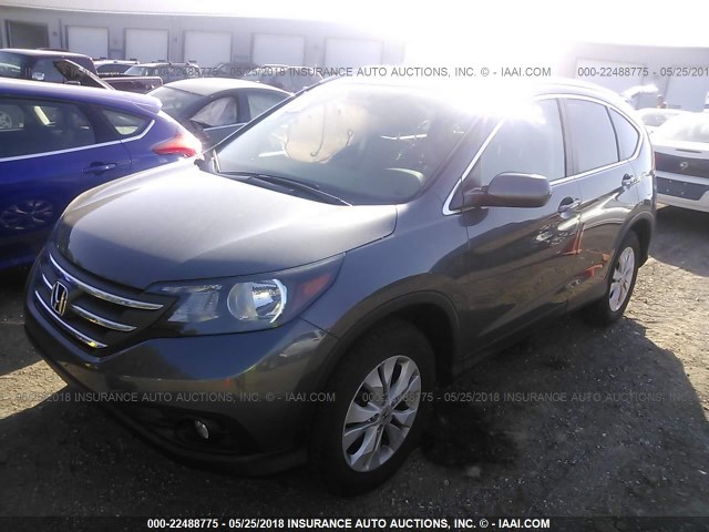 2HKRM4H74EH699471 - 2014 HONDA CR-V EXL GRAY photo 2