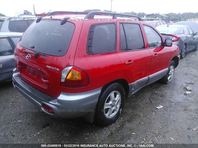 KM8SB12B94U716400 - 2004 HYUNDAI SANTA FE GL RED photo 4