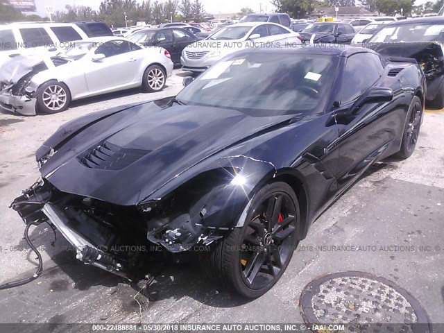 1G1YG2D79E5110047 - 2014 CHEVROLET CORVETTE STINGRAY/1LT/Z51 BLACK photo 2