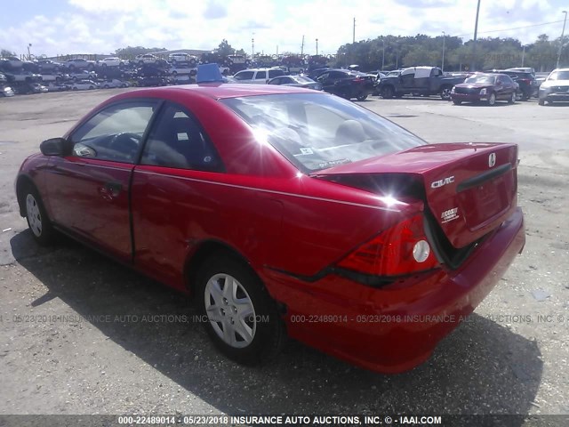 1HGEM22115L061277 - 2005 HONDA CIVIC DX VP RED photo 3
