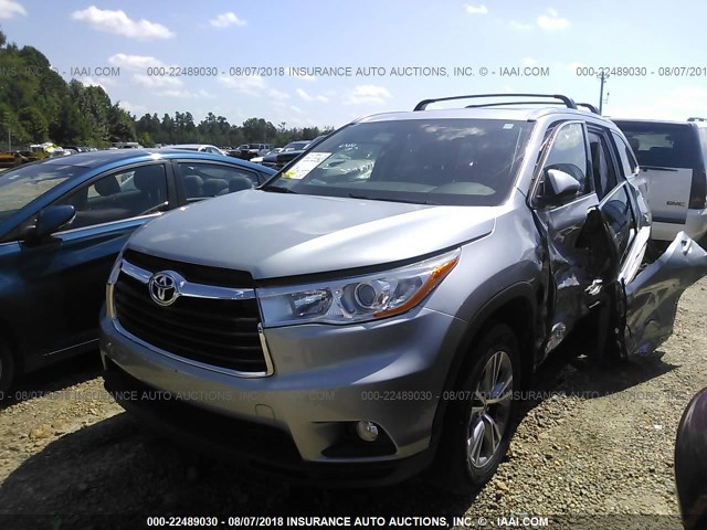 5TDJKRFH4ES062019 - 2014 TOYOTA HIGHLANDER XLE ვერცხლისფერი ფოტო 2