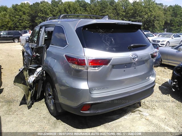 5TDJKRFH4ES062019 - 2014 TOYOTA HIGHLANDER XLE SILVER photo 3