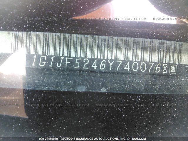 1G1JF5246Y7400768 - 2000 CHEVROLET CAVALIER LS 蓝色 照片 9