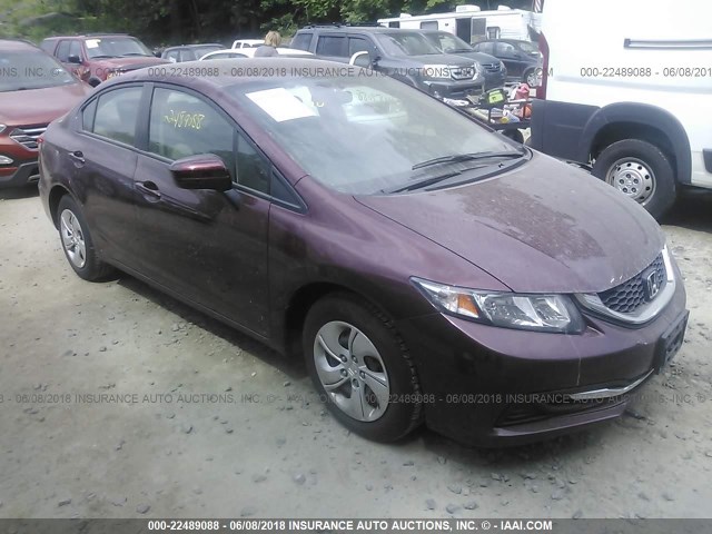 2HGFB2F54EH516286 - 2014 HONDA CIVIC LX MAROON photo 1