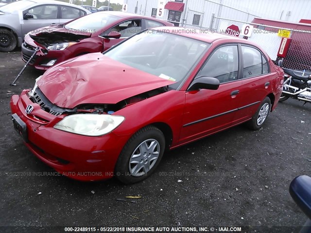 1HGES16325L027523 - 2005 HONDA CIVIC DX VP 红色 照片 2
