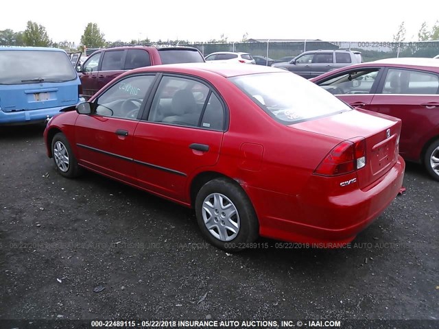 1HGES16325L027523 - 2005 HONDA CIVIC DX VP RED photo 3