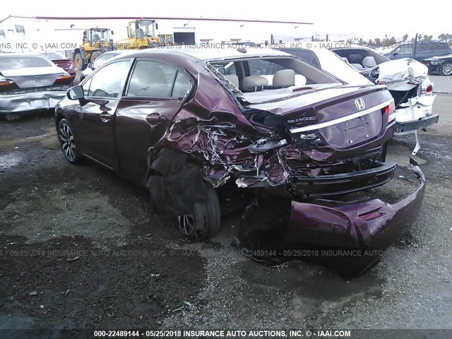 19XFB2F98FE243206 - 2015 HONDA CIVIC EXL მუქწითელი ფოტო 3