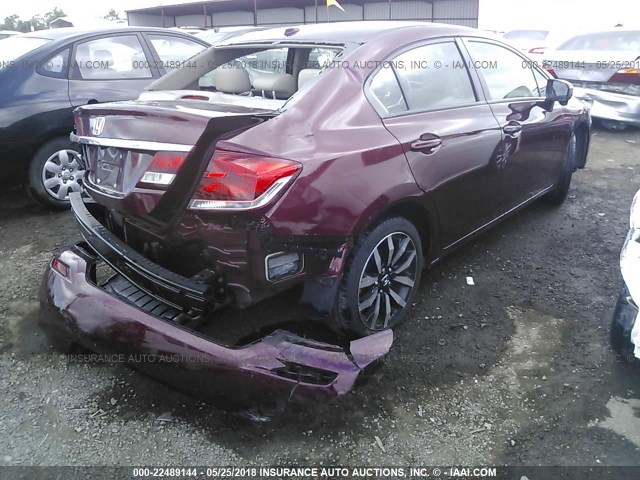 19XFB2F98FE243206 - 2015 HONDA CIVIC EXL მუქწითელი ფოტო 4