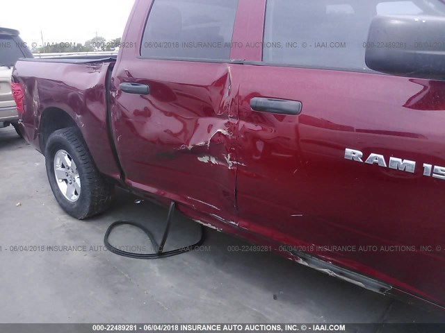 1C6RD7KT1CS228035 - 2012 DODGE RAM 1500 ST MAROON photo 6