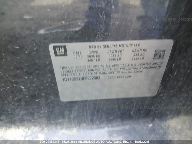 1G11C5SL9FF272383 - 2015 CHEVROLET MALIBU 1LT 灰色 照片 9