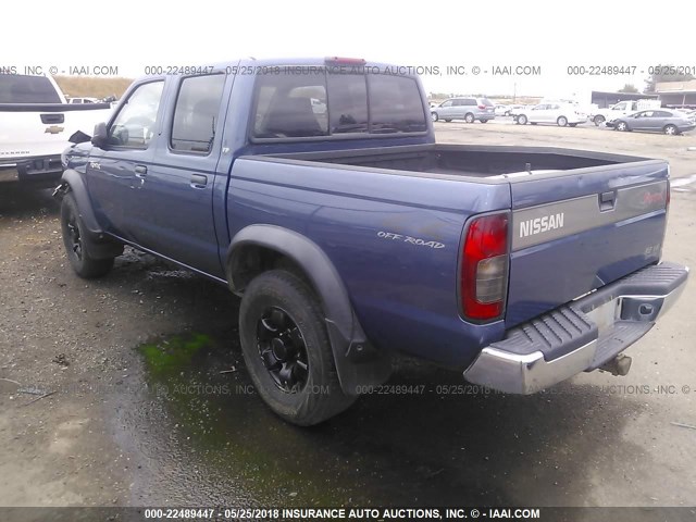 1N6ED27Y1YC344784 - 2000 NISSAN FRONTIER CREW CAB XE/CREW CAB SE BLUE photo 3