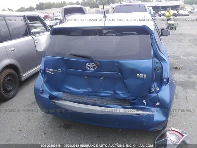 JTDKDTB33C1003348 - 2012 TOYOTA PRIUS C BLUE photo 6