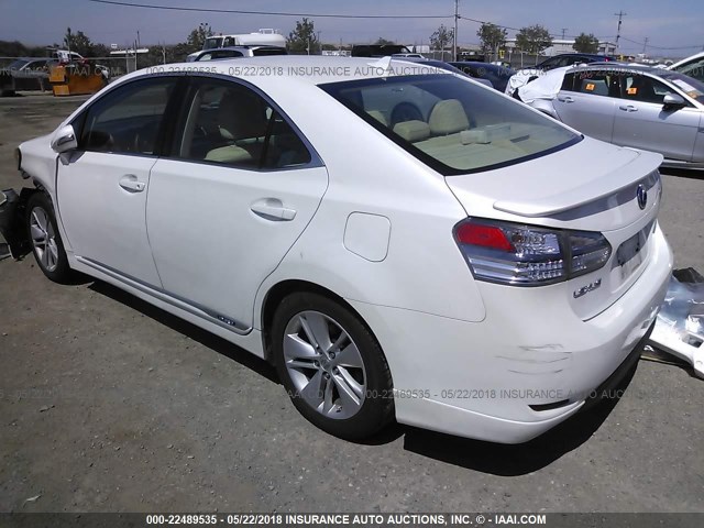 JTHBB1BA7A2033483 - 2010 LEXUS HS 250H WHITE photo 3